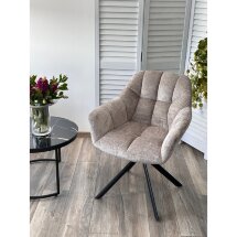 Стул ARVA 180 град. поворот. с возвратом, DAVIS - HARMONY-04 Латте, шенилл/ Черный, ®DISAUR