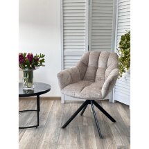 Стул ARVA 180 град. поворот. с возвратом, DAVIS - HARMONY-04 Латте, шенилл/ Черный, ®DISAUR
