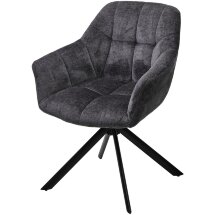 Стул ARVA 180 град. поворот. с возвратом, DAVIS HARMONY-90 Тем-серый, шенилл / Черный, ®DISAUR