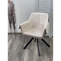 Стул ЭЛЕФАНТ 360 град. поворотный, Alpina Cream, букле / Magnum 130 искуств.замша / Черный, M-City