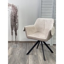 Стул ЭЛЕФАНТ 360 град. поворотный, Alpina Cream, букле / Magnum 130 искуств.замша / Черный, M-City
