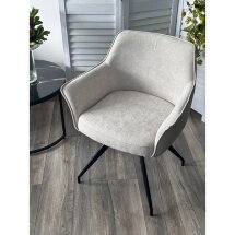 Стул PISTIL поворотный 180 град., ткань DAVIS CITY-03 светло-беж / PU-03 светло-беж/ черный, ®DISAUR