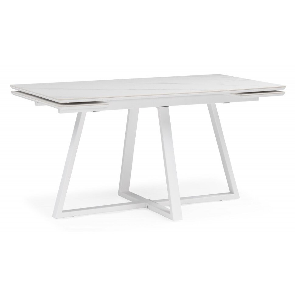 Керамический стол Памелла 140 (200) х 80 белый мрамор alpin white / snow white / белый 