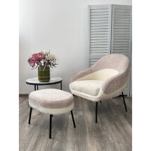 Кресло SION 3018-01 белый / 3018-10 бежевый, шенилл / черный каркас, ®DISAUR