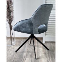 Стул BERRIES 360 град. Синий Loris-37, велюр/ темно-синий 7525-56, велюр/ черный каркас, DISAUR