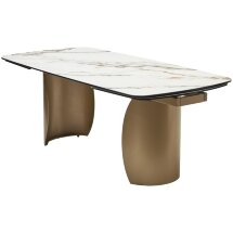 Стол BRONTE 200 раскладной KL-188 Контрастный мрамор матовый, итальянская керамика/ Шампань, ®DISAUR