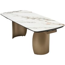 Стол BRONTE 200 раскладной KL-188 Контрастный мрамор матовый, итальянская керамика/ Шампань, ®DISAUR