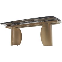 Стол BRONTE 200 раскладной KL-188 Контрастный мрамор матовый, итальянская керамика/ Шампань, ®DISAUR