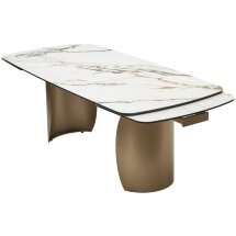 Стол BRONTE 200 раскладной KL-188 Контрастный мрамор матовый, итальянская керамика/ Шампань, ®DISAUR