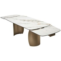 Стол BRONTE 200 раскладной KL-188 Контрастный мрамор матовый, итальянская керамика/ Шампань, ®DISAUR