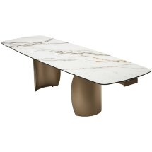 Стол BRONTE 200 раскладной KL-188 Контрастный мрамор матовый, итальянская керамика/ Шампань, ®DISAUR