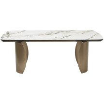 Стол BRONTE 200 раскладной KL-188 Контрастный мрамор матовый, итальянская керамика/ Шампань, ®DISAUR