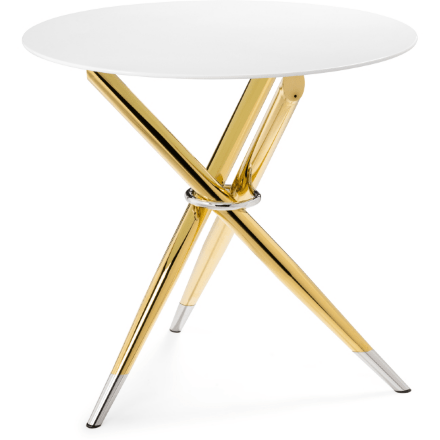 Стол стеклянный Rock 80х75 white / gold 