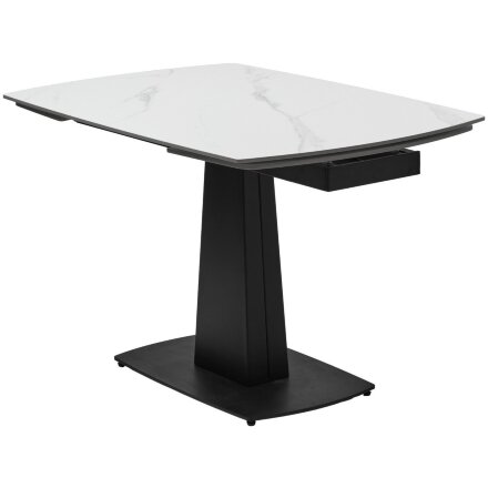 Стол BALDE 120 MATT WHITE MARBLE SOLID CERAMIC / BLACK, ®DISAUR 