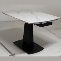 Стол BALDE 120 MATT WHITE MARBLE SOLID CERAMIC / BLACK, ®DISAUR