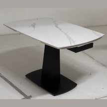 Стол BALDE 120 MATT WHITE MARBLE SOLID CERAMIC / BLACK, ®DISAUR