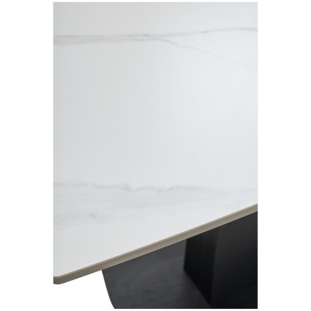Стол BALDE 120 MATT WHITE MARBLE SOLID CERAMIC / BLACK, ®DISAUR 