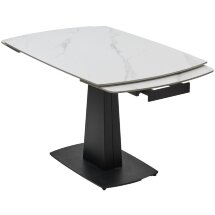 Стол BALDE 120 MATT WHITE MARBLE SOLID CERAMIC / BLACK, ®DISAUR