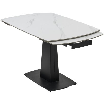 Стол BALDE 120 MATT WHITE MARBLE SOLID CERAMIC / BLACK, ®DISAUR 
