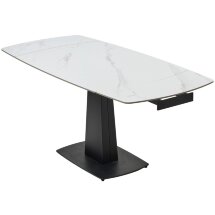 Стол BALDE 120 MATT WHITE MARBLE SOLID CERAMIC / BLACK, ®DISAUR