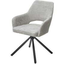 Стул NURI 180 град. поворот. 3018-03 светло-серый, шенилл/ черный каркас, ®DISAUR