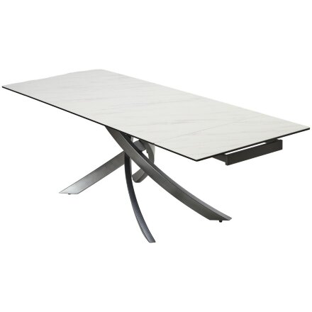 Стол ESTEBIO 160 KL-99 Белый мрамор матовый, итальянская керамика/ Серый металлик, ®DISAUR 