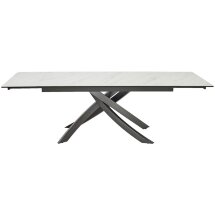 Стол ESTEBIO 160 KL-99 Белый мрамор матовый, итальянская керамика/ Серый металлик, ®DISAUR