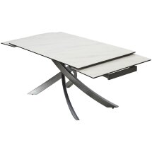 Стол ESTEBIO 160 KL-99 Белый мрамор матовый, итальянская керамика/ Серый металлик, ®DISAUR