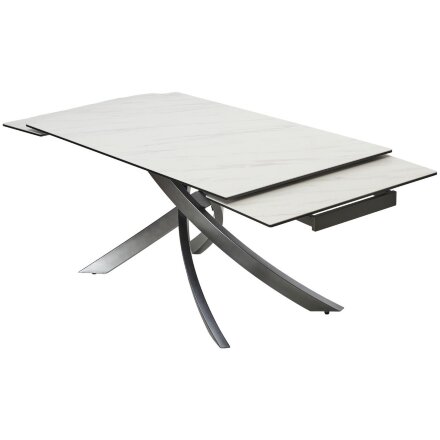 Стол ESTEBIO 160 KL-99 Белый мрамор матовый, итальянская керамика/ Серый металлик, ®DISAUR 
