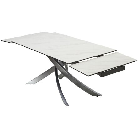 Стол ESTEBIO 160 KL-99 Белый мрамор матовый, итальянская керамика/ Серый металлик, ®DISAUR 