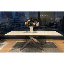 Стол ESTEBIO 160 KL-99 Белый мрамор матовый, итальянская керамика/ Серый металлик, ®DISAUR