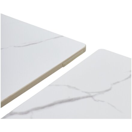 Стол ESTEBIO 160 GLOSS STATUARIO WHITE SOLID CERAMIC / Серый металлик, ®DISAUR 
