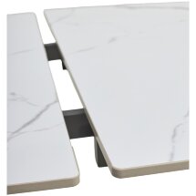 Стол ESTEBIO 160 GLOSS STATUARIO WHITE SOLID CERAMIC / Серый металлик, ®DISAUR