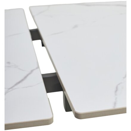 Стол ESTEBIO 160 GLOSS STATUARIO WHITE SOLID CERAMIC / Серый металлик, ®DISAUR 