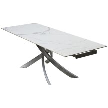 Стол ESTEBIO 160 GLOSS STATUARIO WHITE SOLID CERAMIC / Серый металлик, ®DISAUR