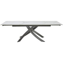 Стол ESTEBIO 160 GLOSS STATUARIO WHITE SOLID CERAMIC / Серый металлик, ®DISAUR