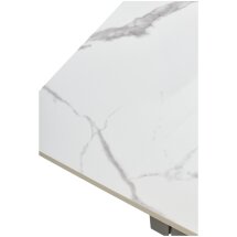 Стол ESTEBIO 160 GLOSS STATUARIO WHITE SOLID CERAMIC / Серый металлик, ®DISAUR