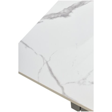 Стол ESTEBIO 160 GLOSS STATUARIO WHITE SOLID CERAMIC / Серый металлик, ®DISAUR 