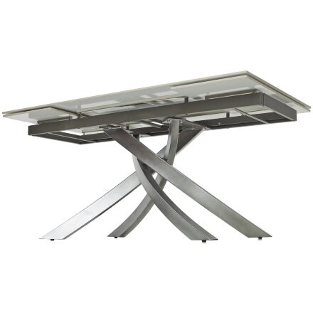 Стол ESTEBIO 160 GLOSS STATUARIO WHITE SOLID CERAMIC / Серый металлик, ®DISAUR 