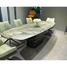 Стол MAGNUS 180 KL-80 Серый мрамор, итальянская керамика / Темно-серый каркас, ®DISAUR