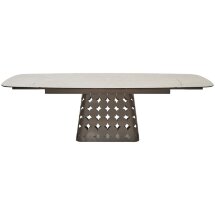 Стол MAGNUS 180 TL-102 Бежевый мрамор, испанская керамика / Шоколадное золото каркас, ®DISAUR