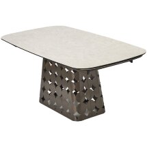 Стол MAGNUS 180 TL-102 Бежевый мрамор, испанская керамика / Шоколадное золото каркас, ®DISAUR