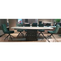Стол MAGNUS 180 TL-102 Бежевый мрамор, испанская керамика / Шоколадное золото каркас, ®DISAUR