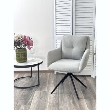 Стул MEADOW 360 град. поворот. Серый Lake-450, ткань / черный каркас / Товарный знак DISAUR