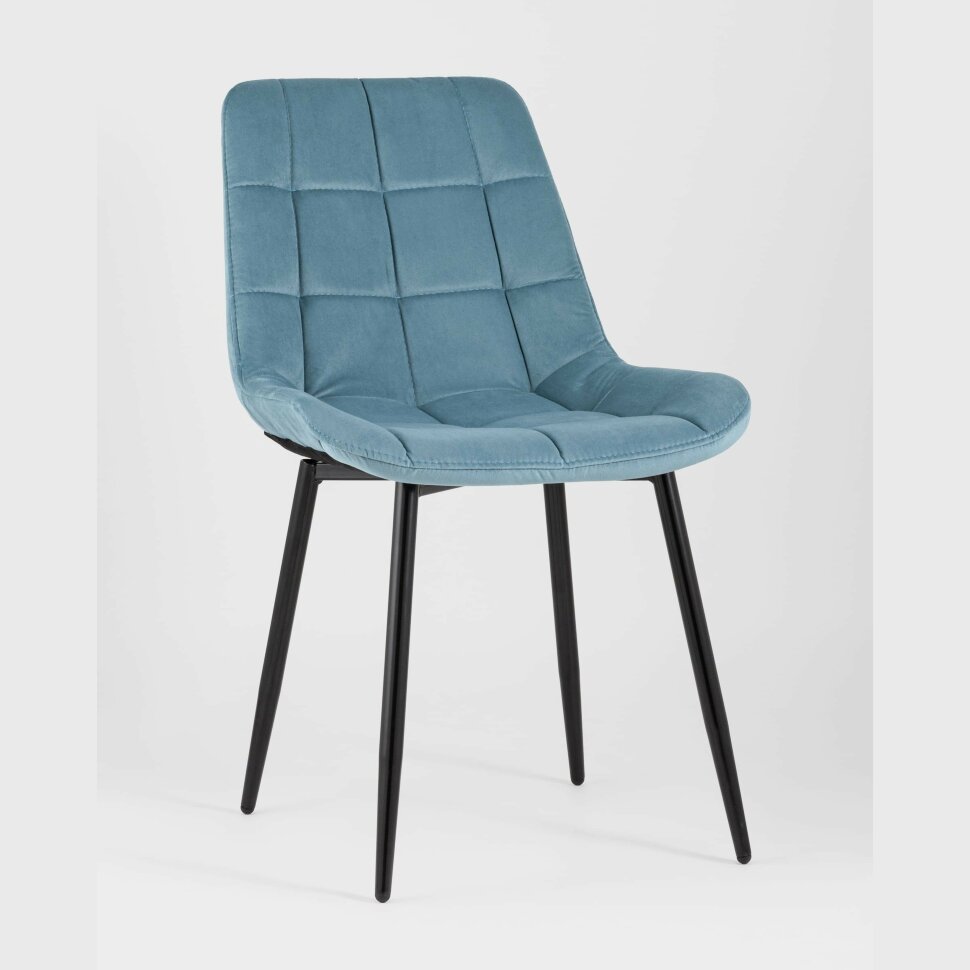 Комплект из двух стульев Stool Group Флекс велюр пыльно-голубой ножки из металла черные Комплект из двух стульев Stool Group Флекс велюр пыльно-голубой ножки из металла черные