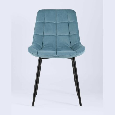 Комплект из четырех стульев Stool Group Флекс велюр пыльно-голубой ножки из металла черные 