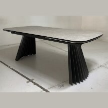 Стол ASTRID 200 TL-102 Бежевый мрамор, испанская керамика / Темно-серый каркас, ®DISAUR