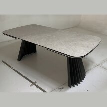 Стол ASTRID 200 TL-102 Бежевый мрамор, испанская керамика / Темно-серый каркас, ®DISAUR