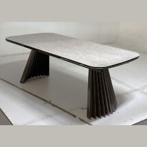 Стол ASTRID 200 TL-102 Бежевый мрамор, испанская керамика / Шоколадное золото каркас, ®DISAUR