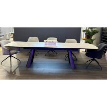 Стол ASTRID 200 TL-102 Бежевый мрамор, испанская керамика / Шоколадное золото каркас, ®DISAUR
